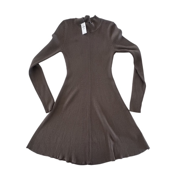 GAP Dresses & Skirts - Gap Brown Rib Knit Mockneck Mini Dress Petite Medium NWT Quiet Luxury